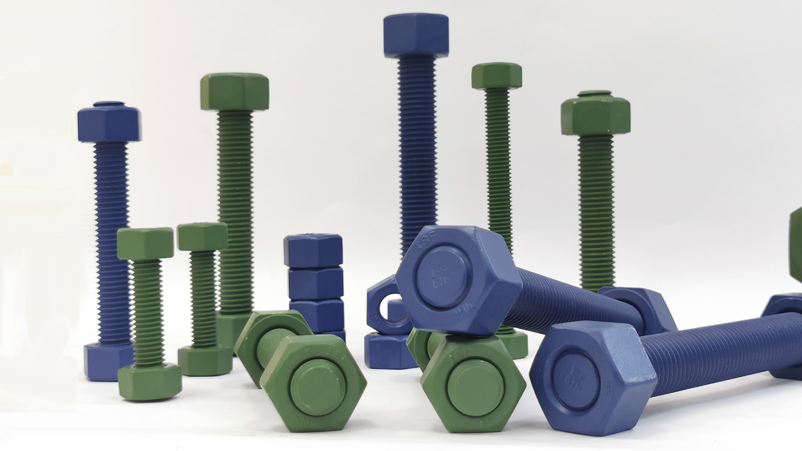 blue green Nuts and stud Bolt fasteners from INSCO