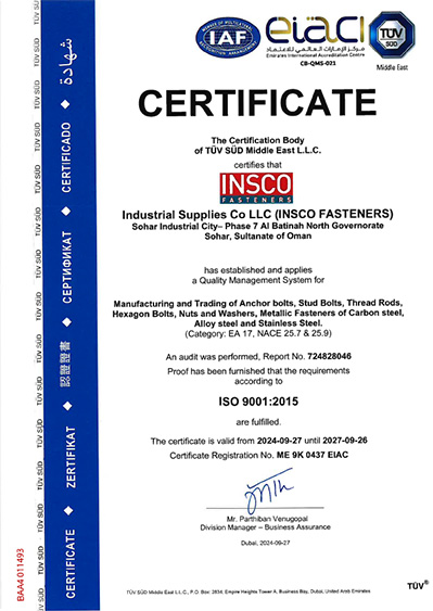 Certificate of Registration - ISO 9001:2015 - QMS