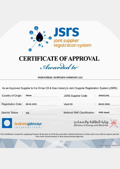 Certificate of Approval - JSRS
